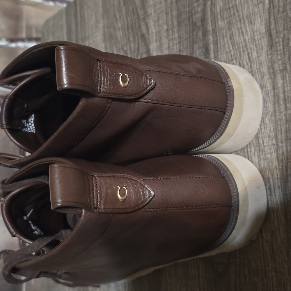 Men Coach Signature Jacquard Brown and Cream Patterned Boots #3 - Picture 3 of 5